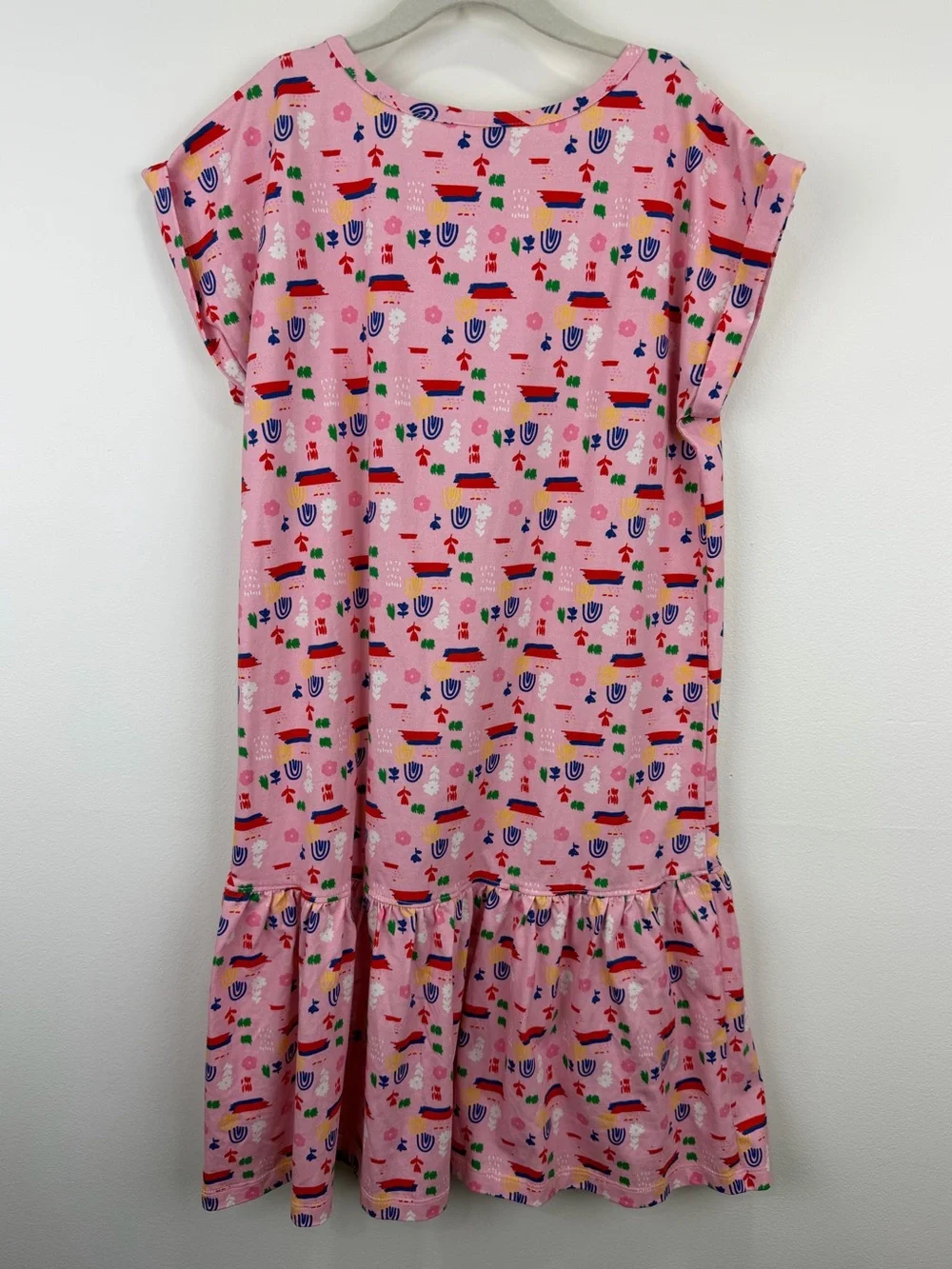 Hanna Andersson Pink Printed Ruffle Dress 100% Cotton Size 150 NWT